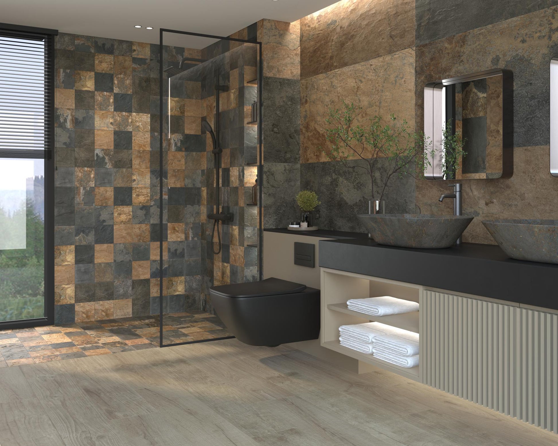 Carrelage Effet Pierre Ardesia Antiderapant 14,7x14,7 cm de Dune