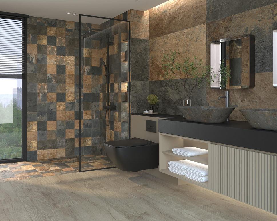 Carrelage Effet Pierre Ardesia Antiderapant 14,7x14,7 cm de Dune