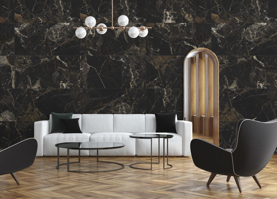 Carrelage Effet Marbre Caronte Poli Brillant 60x120 cm de Dune