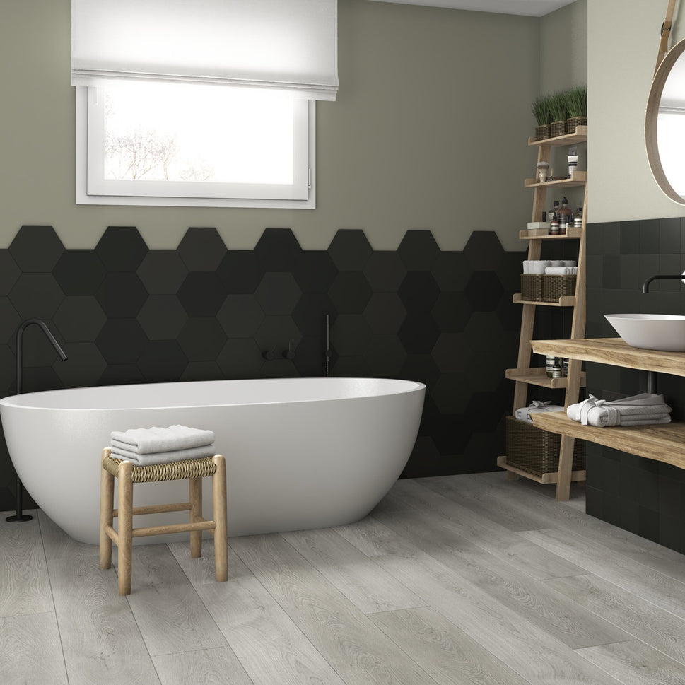 Carrelage Hexagonal Chicago Exa Charcoal 21,5x25 cm de Dune