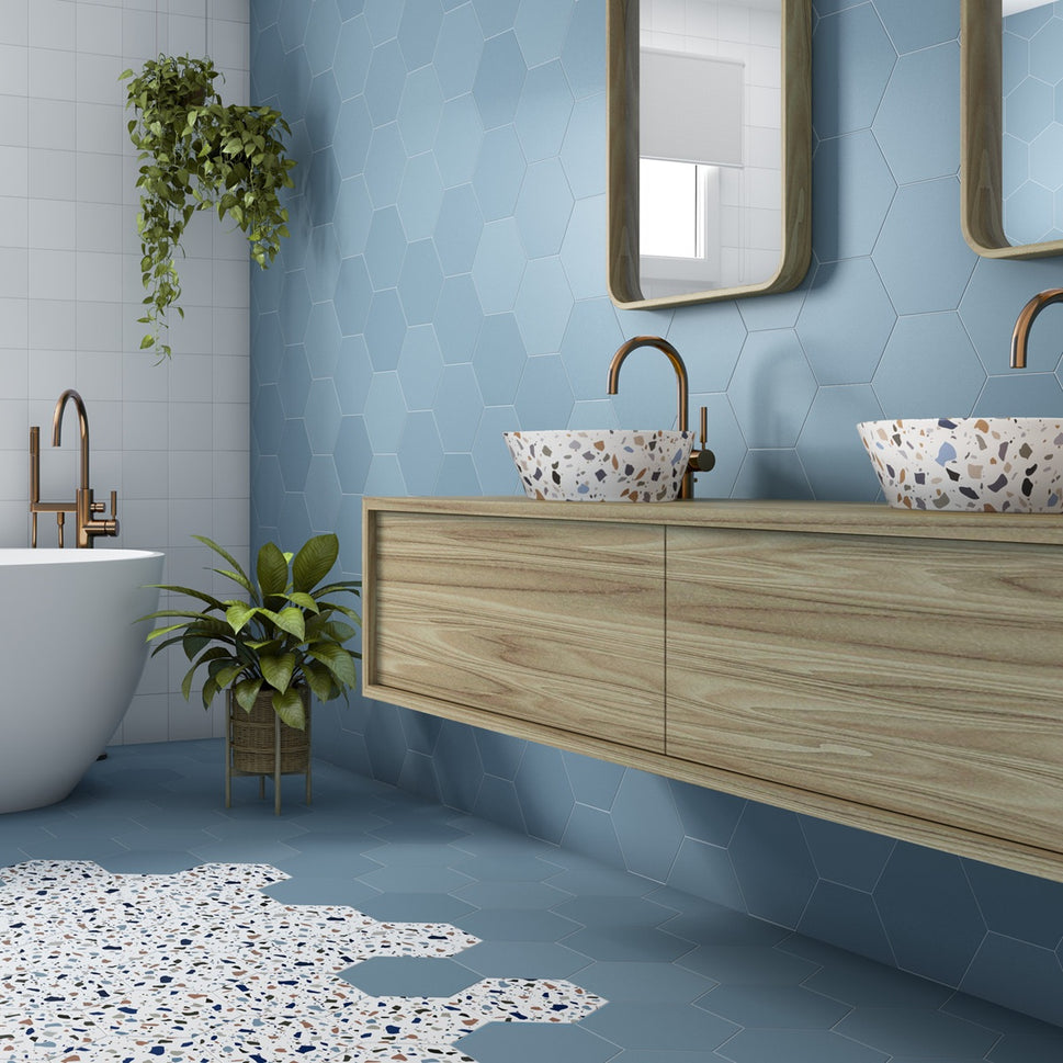 Carrelage Hexagonal Chicago Exa Ocean 21,5x25 cm de Dune