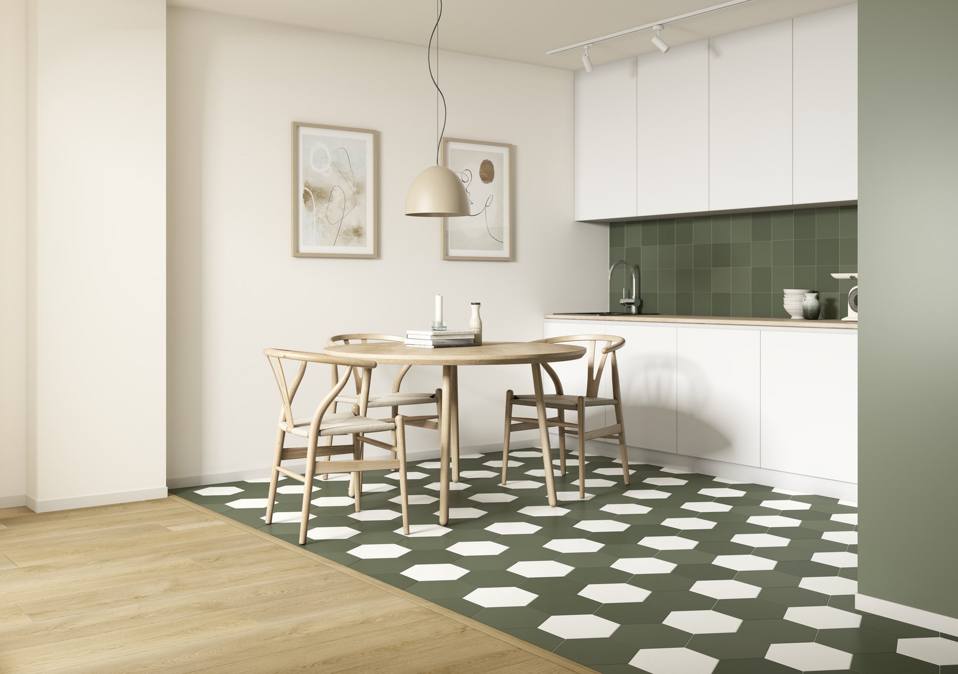 Carrelage Hexagonal Chicago Exa White Cotton 21,5x25 cm de Dune
