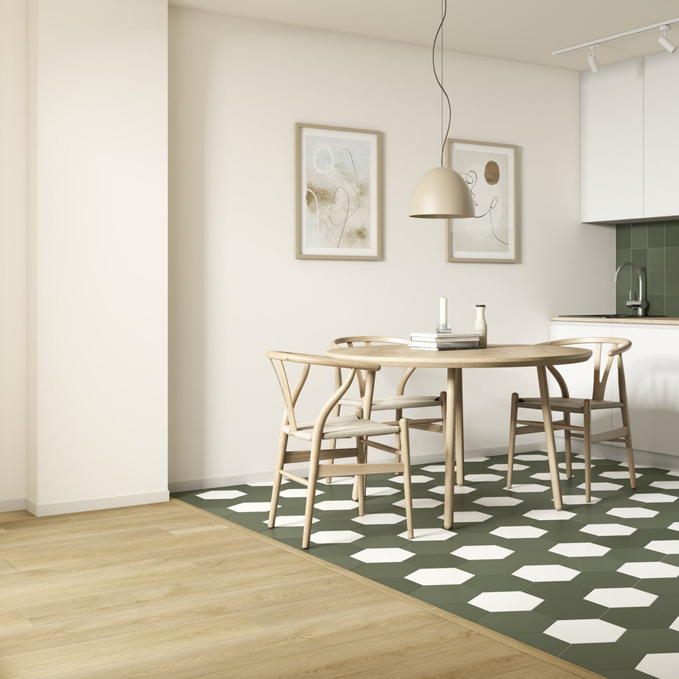 Carrelage Hexagonal Chicago Exa Olive 21,5x25 cm de Dune