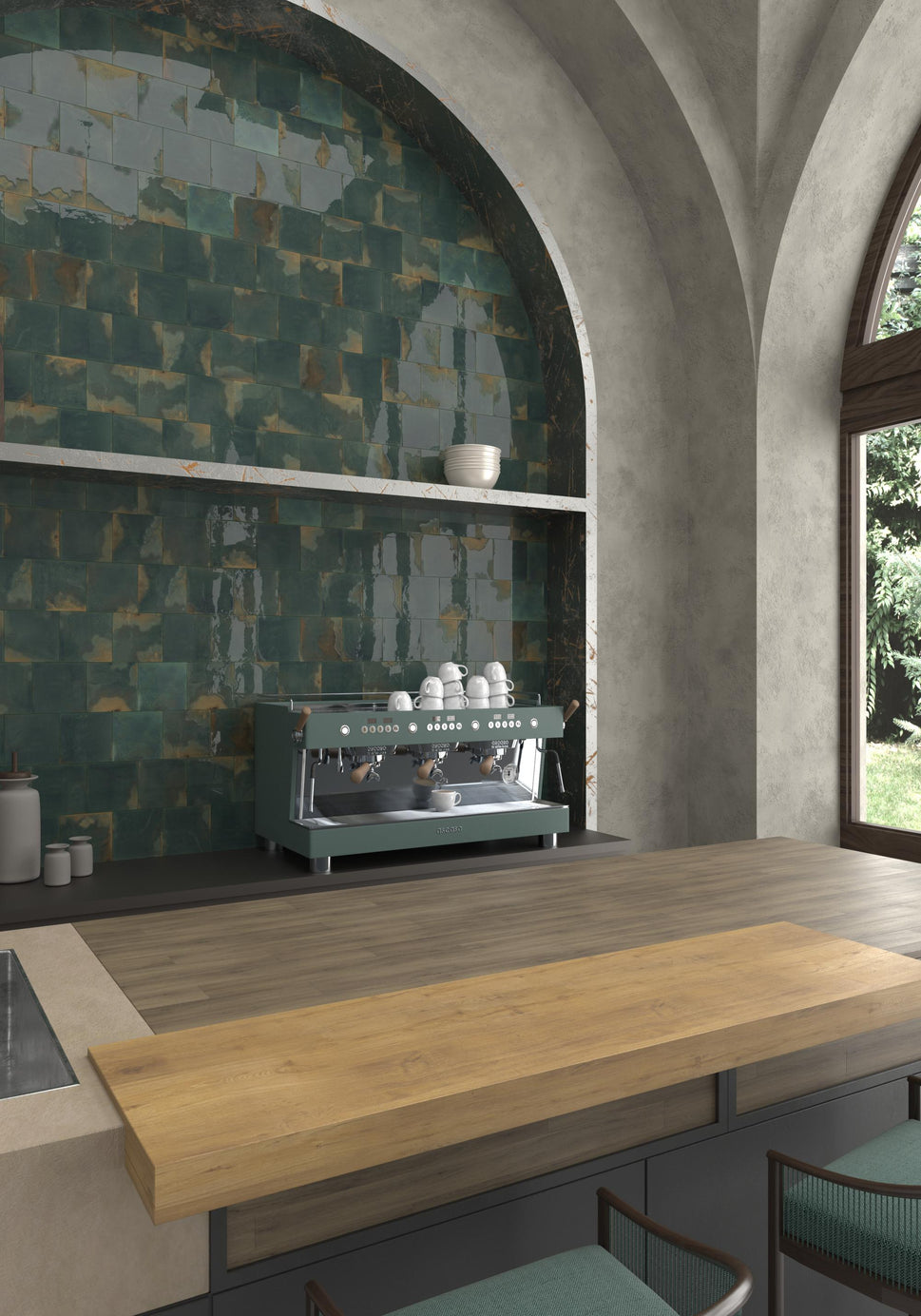 Carrelage Effet Zellige Granadella 11,5x11,5 cm de Dune11.5x11.5 cm Boite de 0.595 m² / Granadella Esmeralda