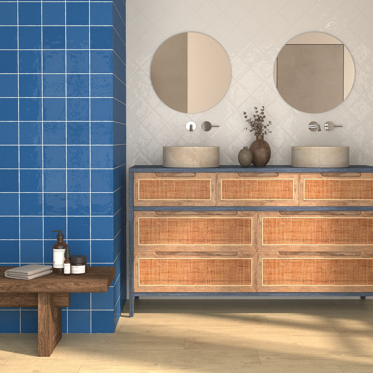 Carrelage Effet Zellige Meknes Indigo Brillant 12,5x12,5 cm de Dune