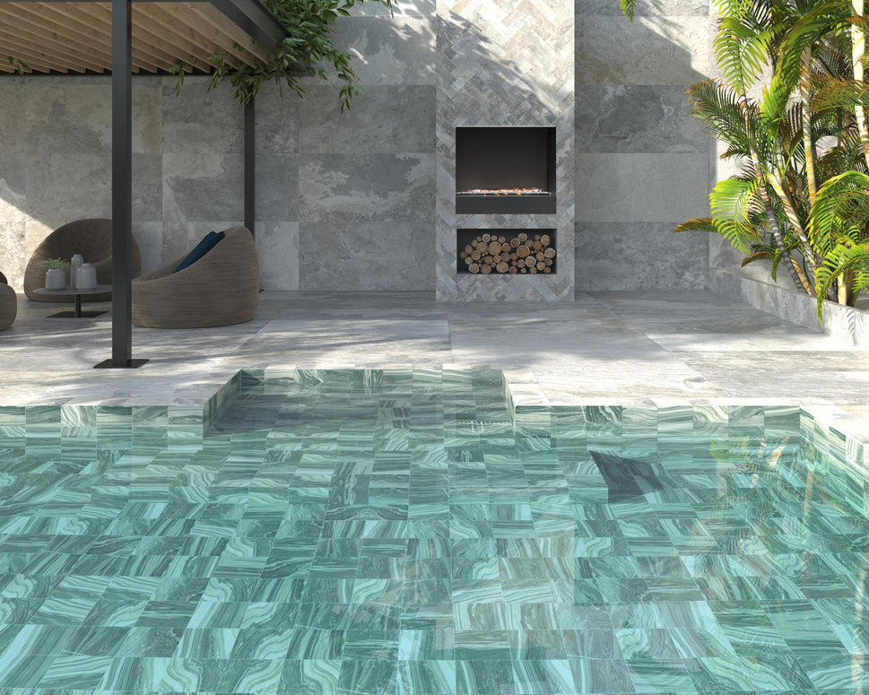 Carrelage Effet Pierre Sea 14,7x14,7 cm de Dune14.7x14.7 cm Boite de 0.951 m² / Sea Aquamarine