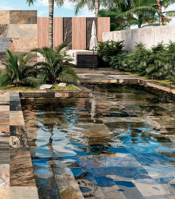 Carrelage Piscine et Terrasse Pierre de Bali Mix