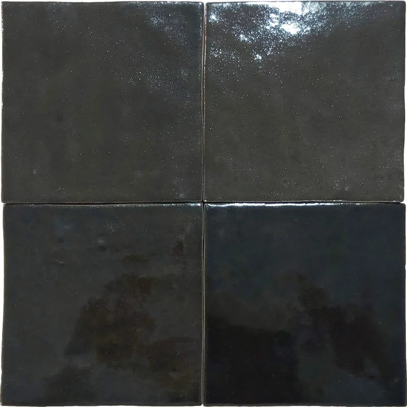 Carrelage Effet Zellige Manara Clay Berber Black 10x10 cm de Nanda Tiles