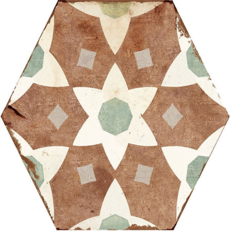 Carrelage Hexagonal Effet Carreau Ciment Alhambra Yasmina 21x25 cm de Nanda Tiles