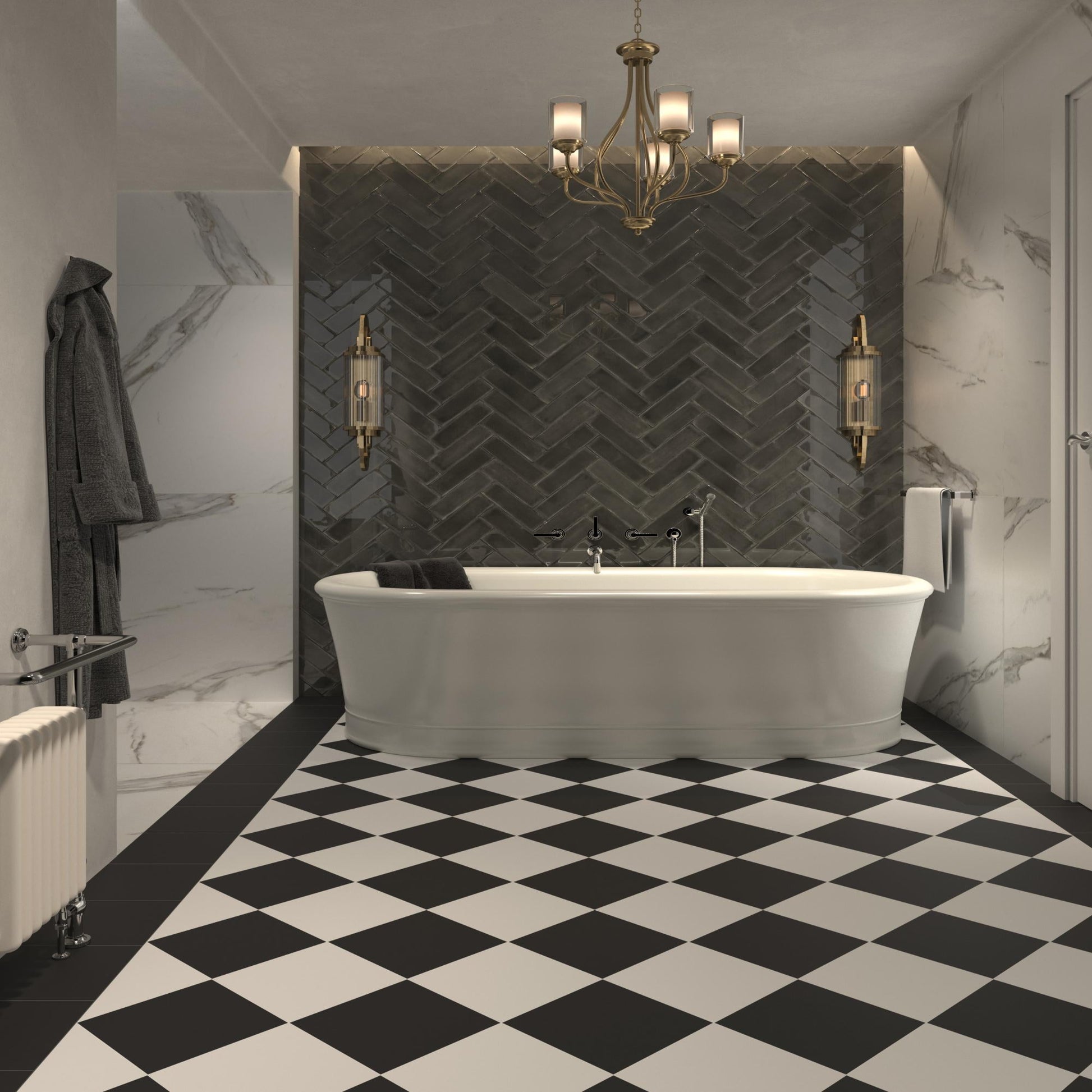 Carrelage Effet Carreau de Ciment Doria Black 20x20 cm de Dune