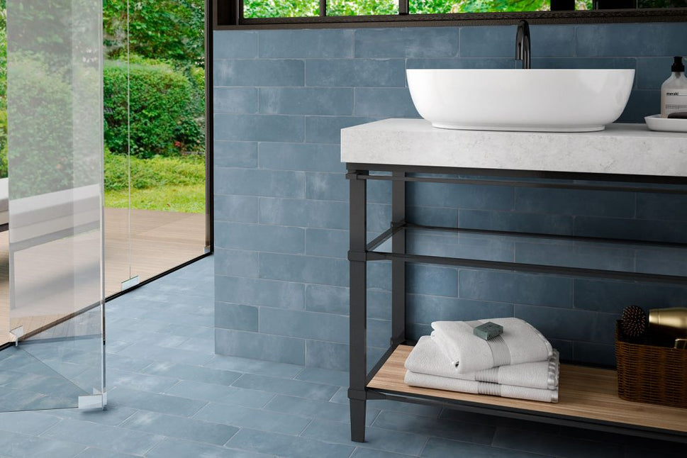 Carrelage Sol et mur Natural Blue Mat 9,2x36,8 cm de Cevica