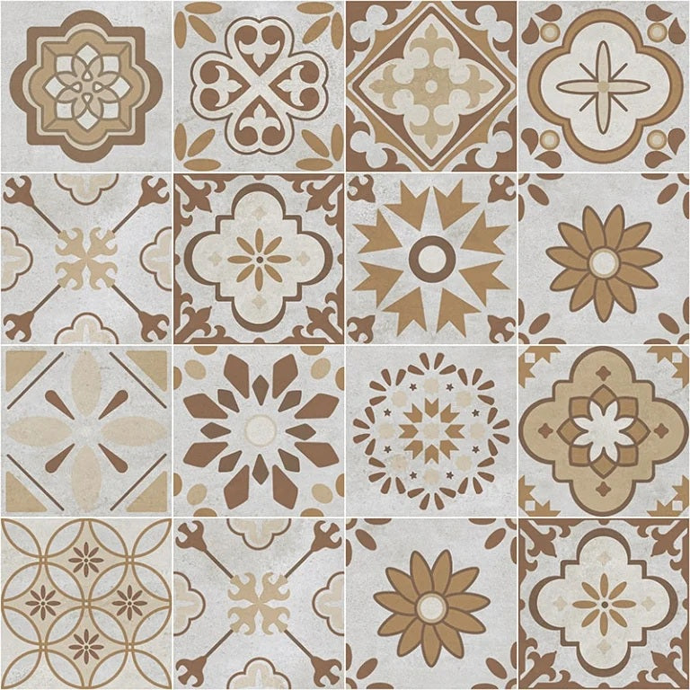 Carrelage Effet Carreau de Ciment Monserrate Brun 33,5 x 33,5 cm