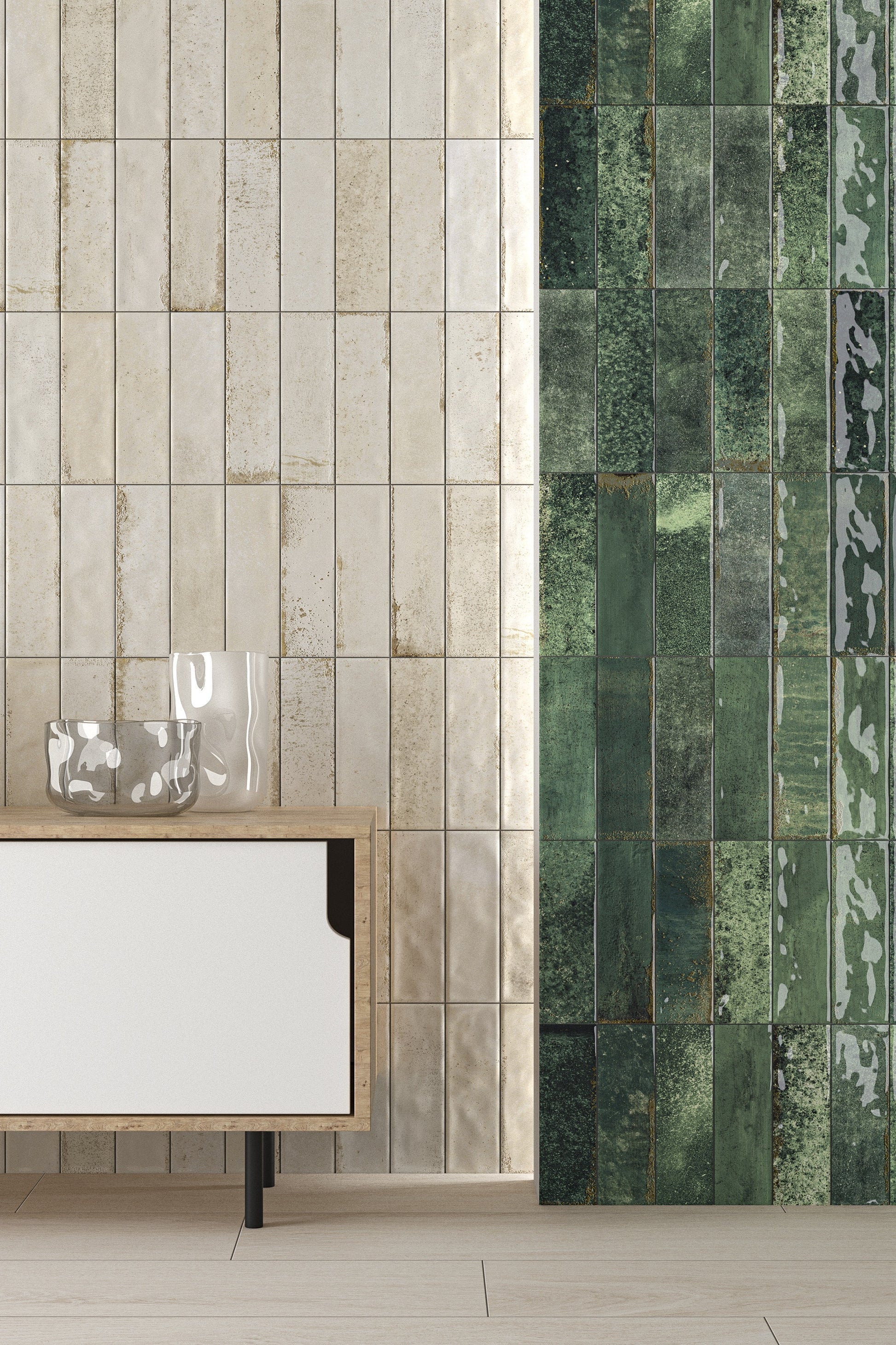 Carrelage Effet Zellige Asly Beige 7,5x30 cm de Ecoceramic