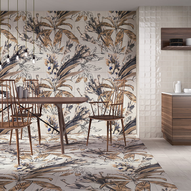 Carrelage Fresque Murale Decor FleuriOptym Autumn Leaves 120x120 cm de Mainzu