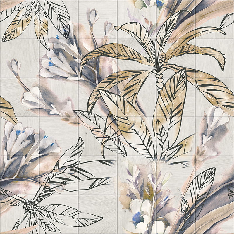 Carrelage Fresque Murale Decor FleuriOptym Autumn Leaves 120x120 cm de Mainzu