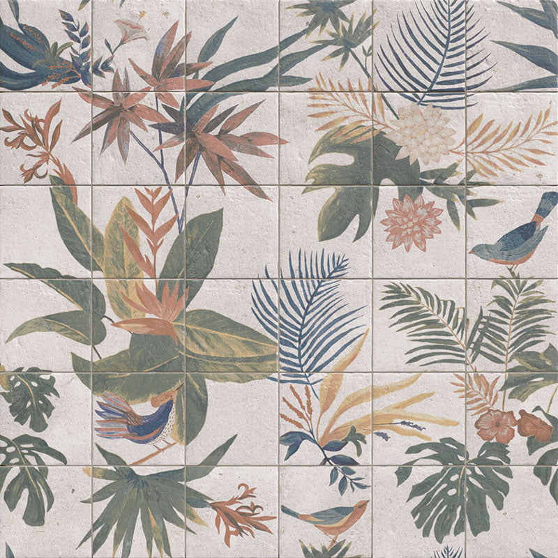 Carrelage Fresque Murale Décor Fleuri Samui 20x20 cm de Mainzu