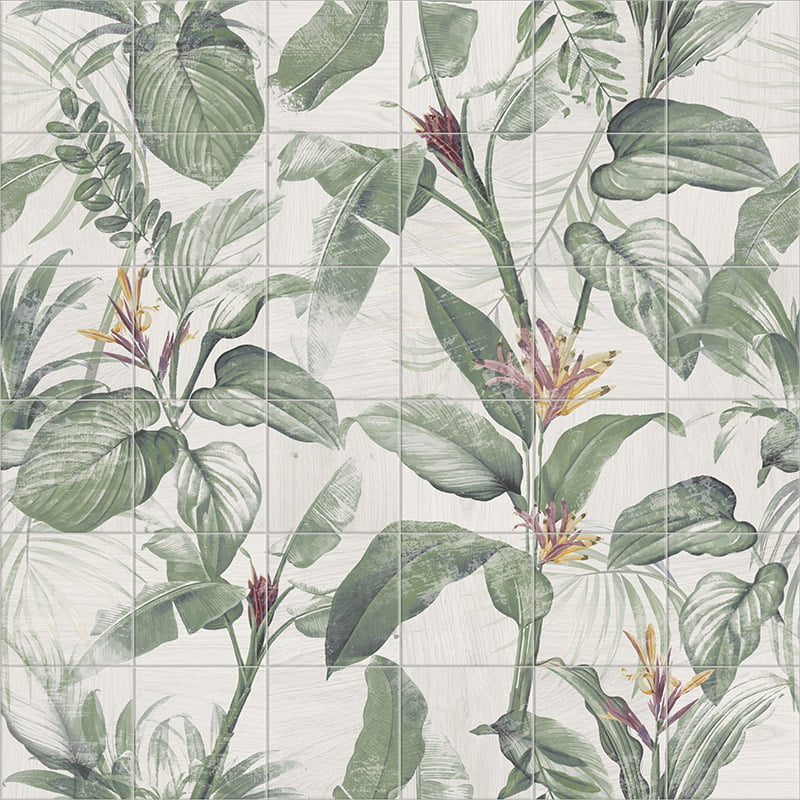 Fresque Murale Decor Fleuri Optym Spring Leaves 120x120 cm de Mainzu