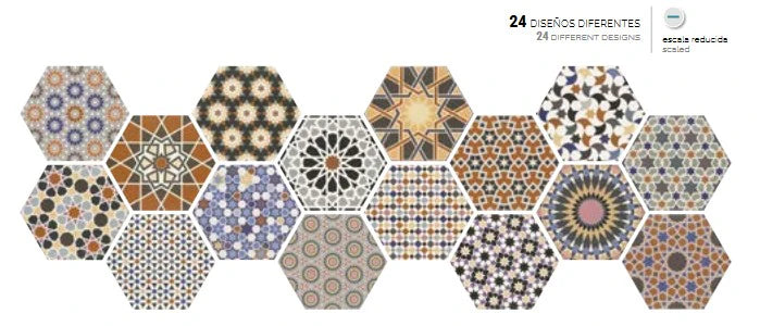 Echantillon Carrelage Hexagonal 24 Decors Mix Andalusi