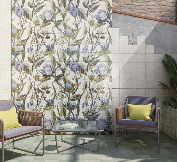 Carrelage Fresque Murale Decor Fleuri Protea 120x120 cm de Mainzu