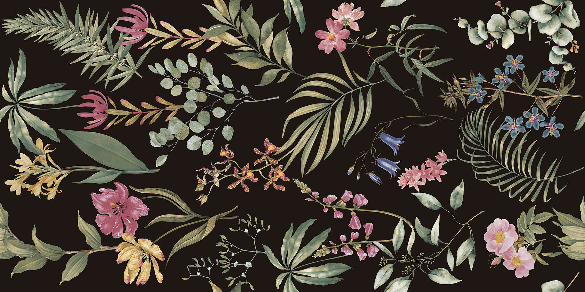 Carrelage Mural Fleuri Rectifie Re Botanica Coal 60x120 cm
