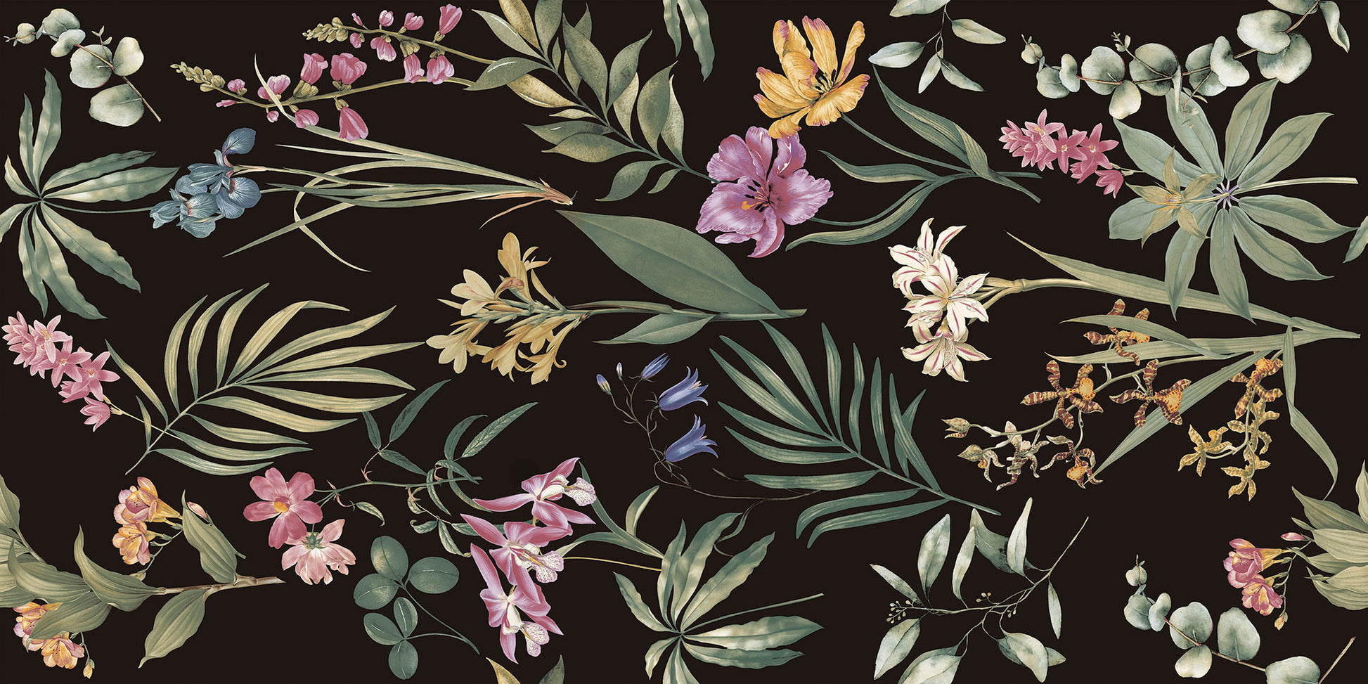Carrelage Mural Fleuri Rectifie Re Botanica Coal 60x120 cm