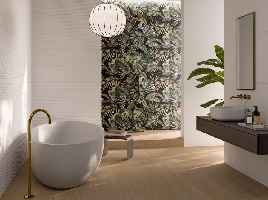 Carrelage Mural Fleuri Rectifie Re Verdant 60x120 cm