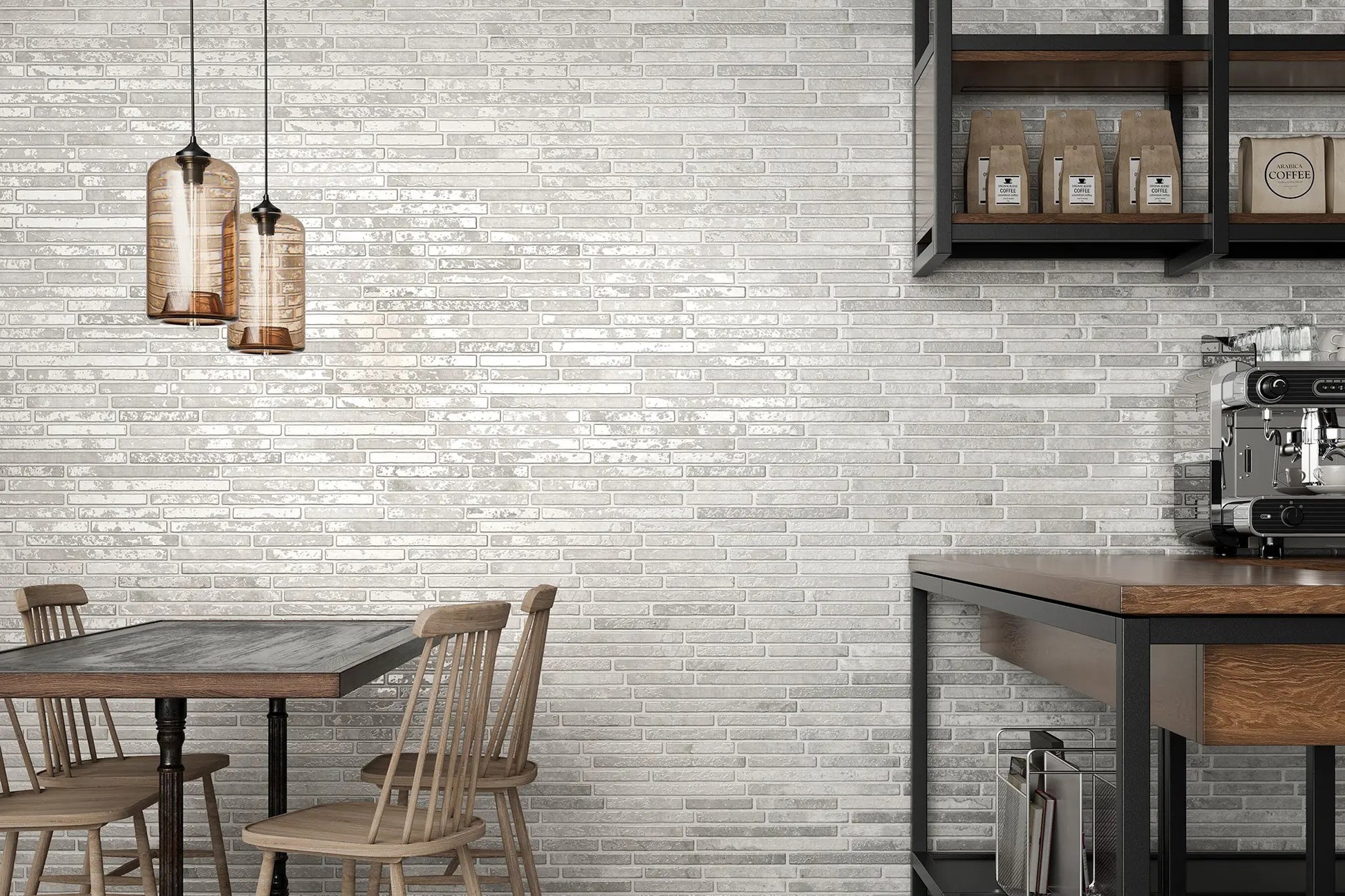 Carrelage Effet Brique Harlem White 15x45 cm de Realonda