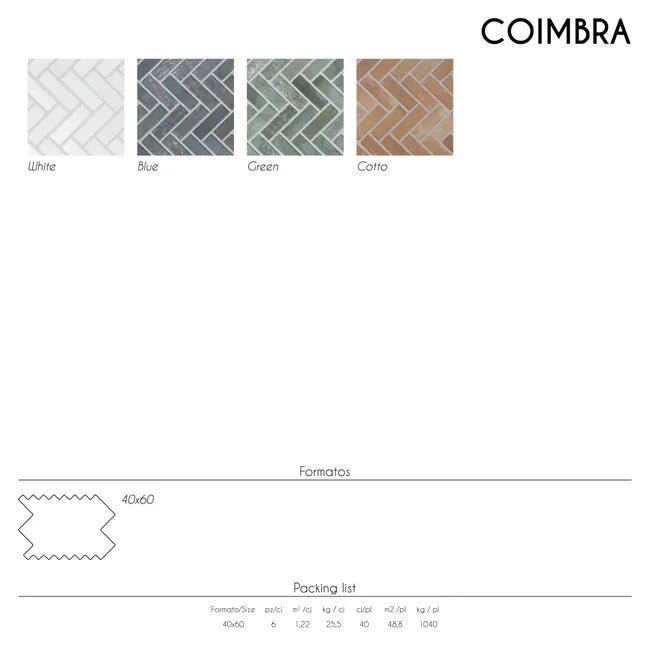 Carrelage effet Brique Coimbra Green 40x60 cm de Ecoceramic