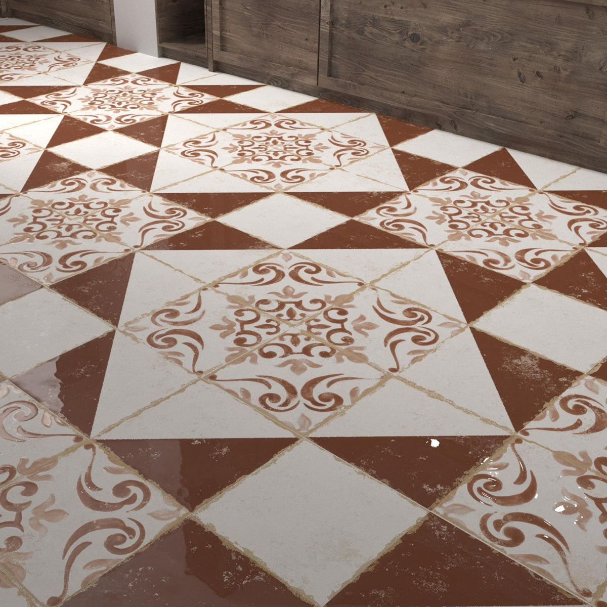 Carrelage Effet Carreau de Ciment Barraquetes Teja 20x20 cm de Dune