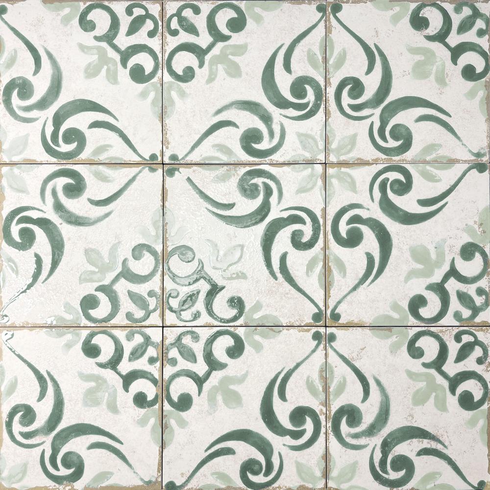 Carrelage Effet Carreau de Ciment Barraquetes Verde 20x20 cm de Dune