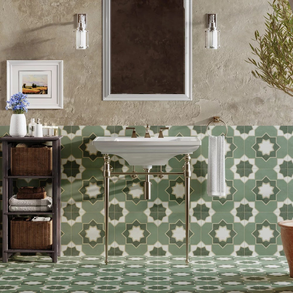 Carrelage Effet carreau de ciment Izmir Olive 33x33 cm de Realonda