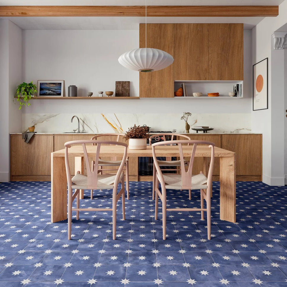 Carrelage Effet Carreau de ciment Star Navy 44x44 cm de Realonda