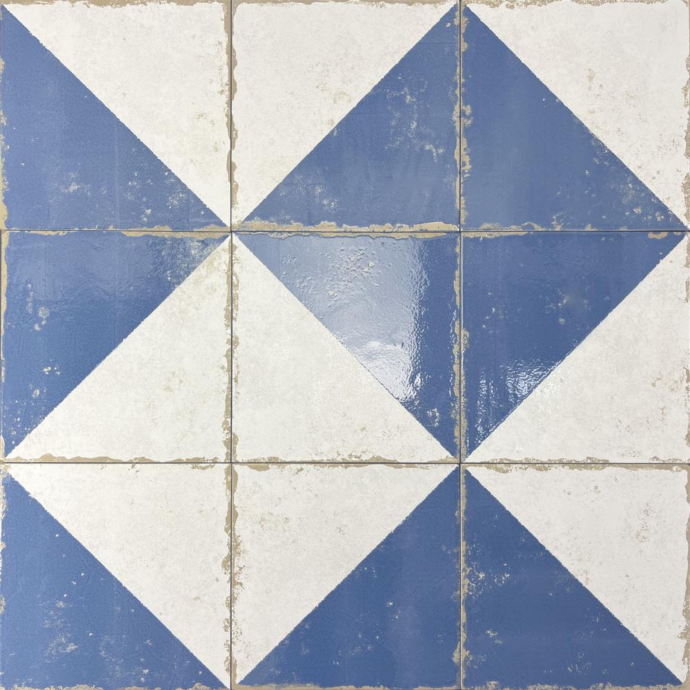 Carrelage Effet Carreau de Ciment Vieilli Cabanyal Azul 20x20 cm de Dune