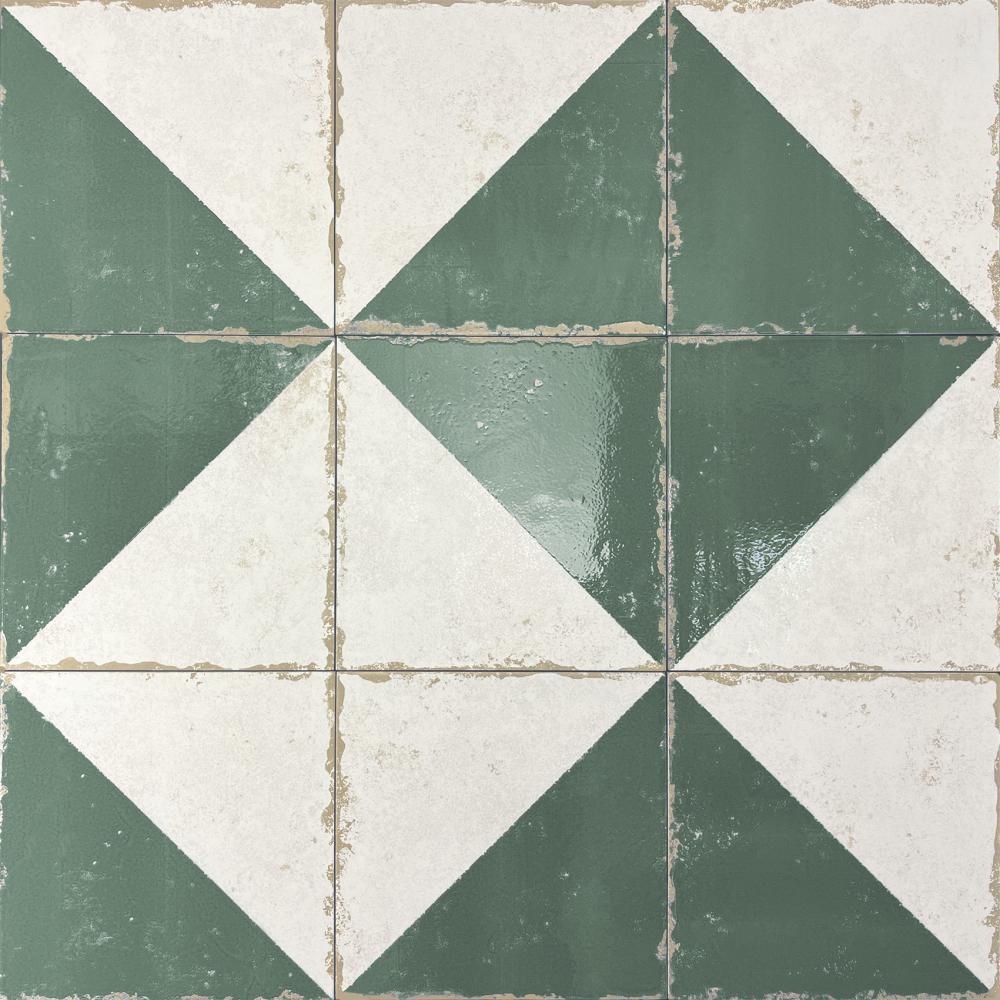 Carrelage Effet Carreau de Ciment Vieilli Cabanyal Verde 20x20 cm de Dune