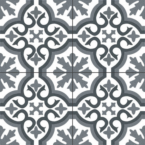 Carrelage Effet Carreau de Ciment Chelsea Graphite 45x45 cm de Ecoceramic