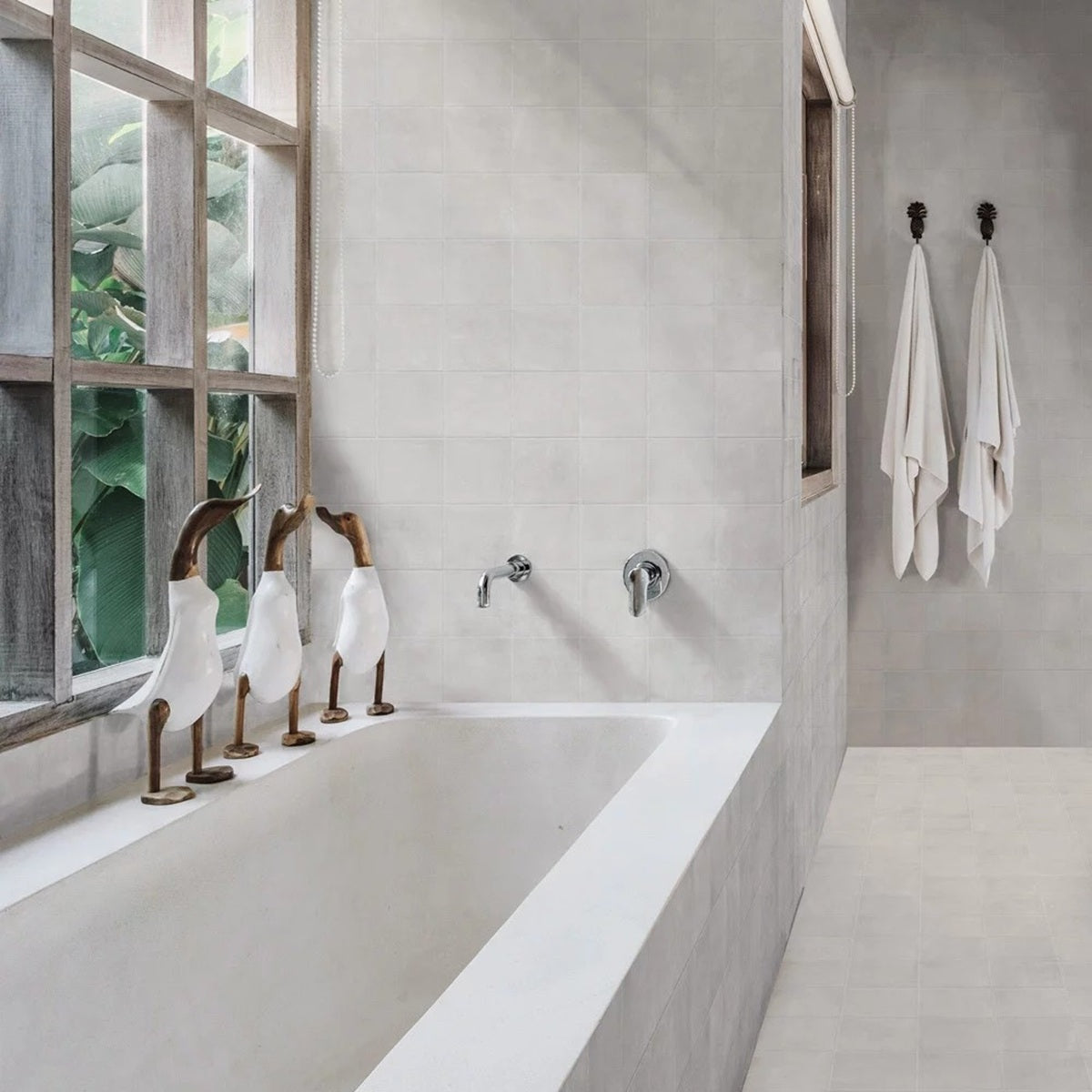 Carrelage Effet Carreau Ciment Marlow White Whale 11,5x11,5 cm de Nanda Tiles