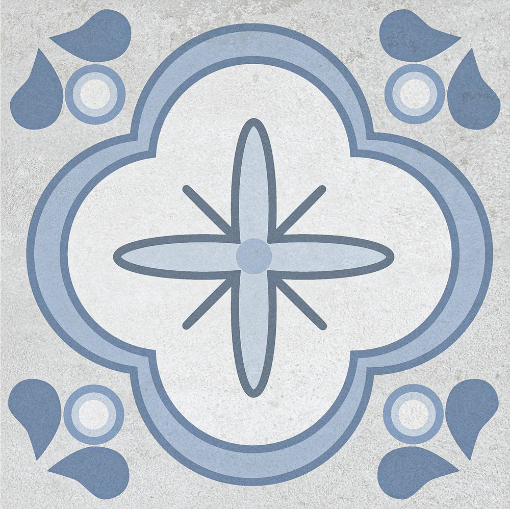 Carrelage Effet Carreau de Ciment Monserrate Bleu 33,5 x 33,5 cm