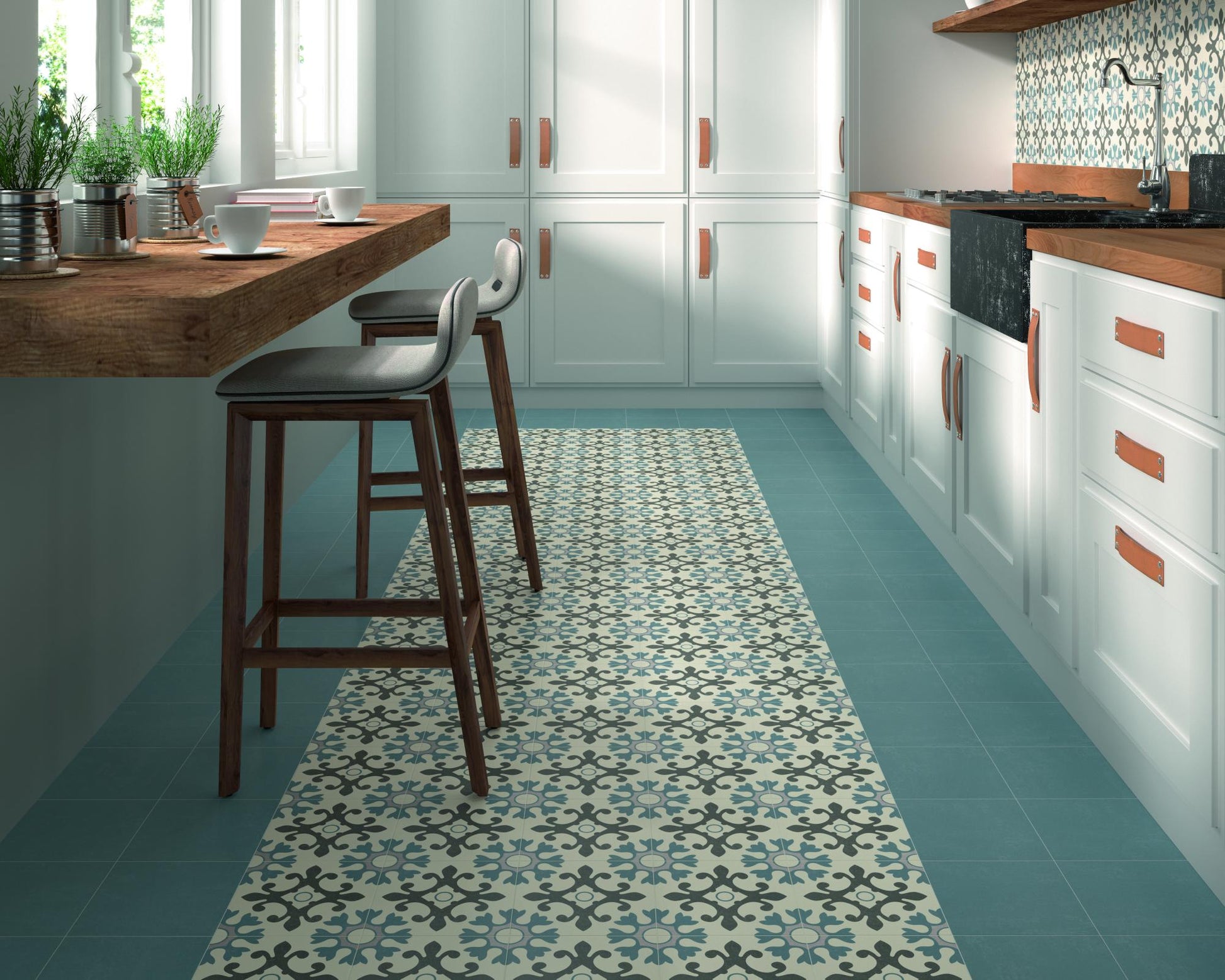 Carrelage Effet Carreau de Ciment Porto 20x20 cm de Dune