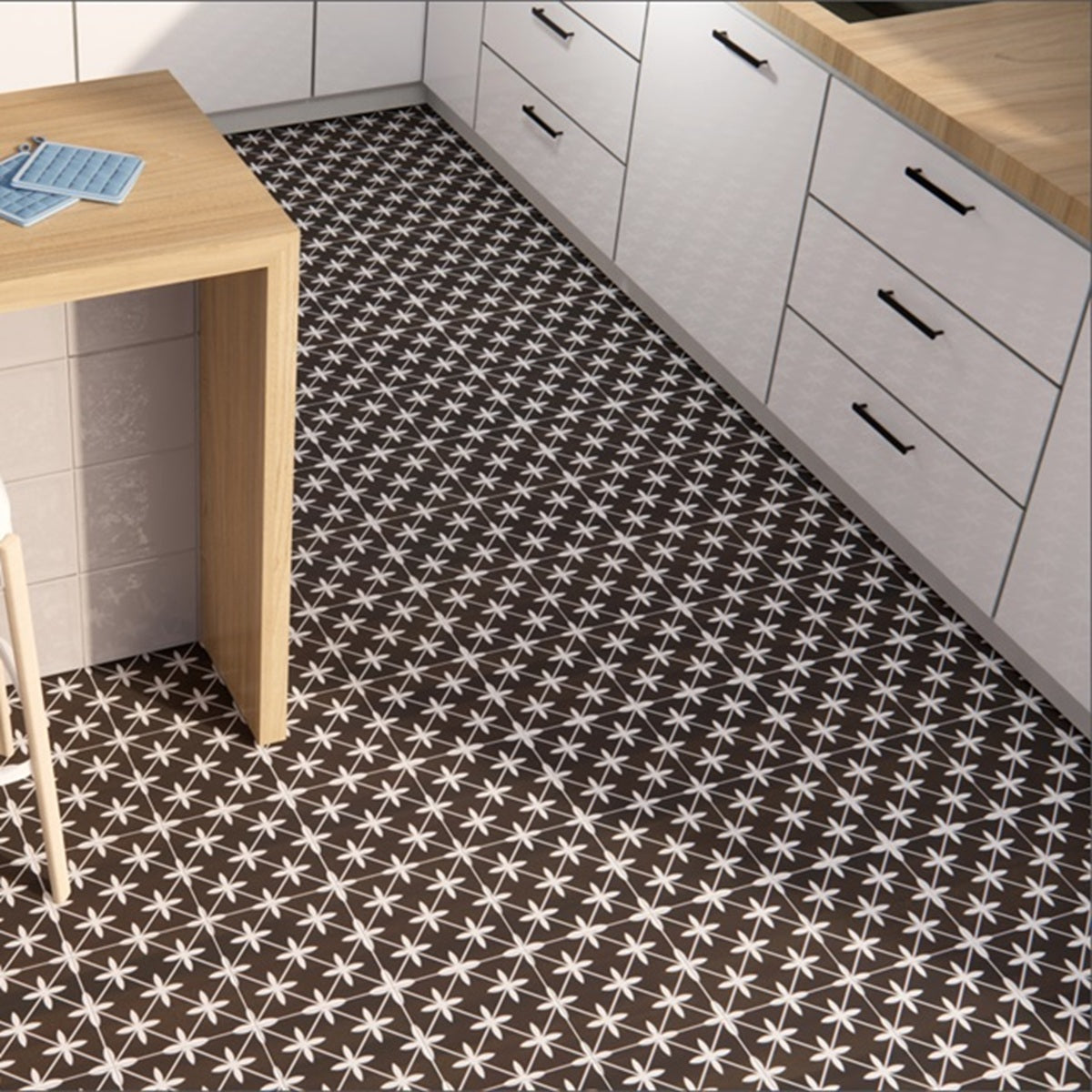 Carrelage Effet Carreau De Ciment Pre Star Black 45x45 cm de Prissmacer
