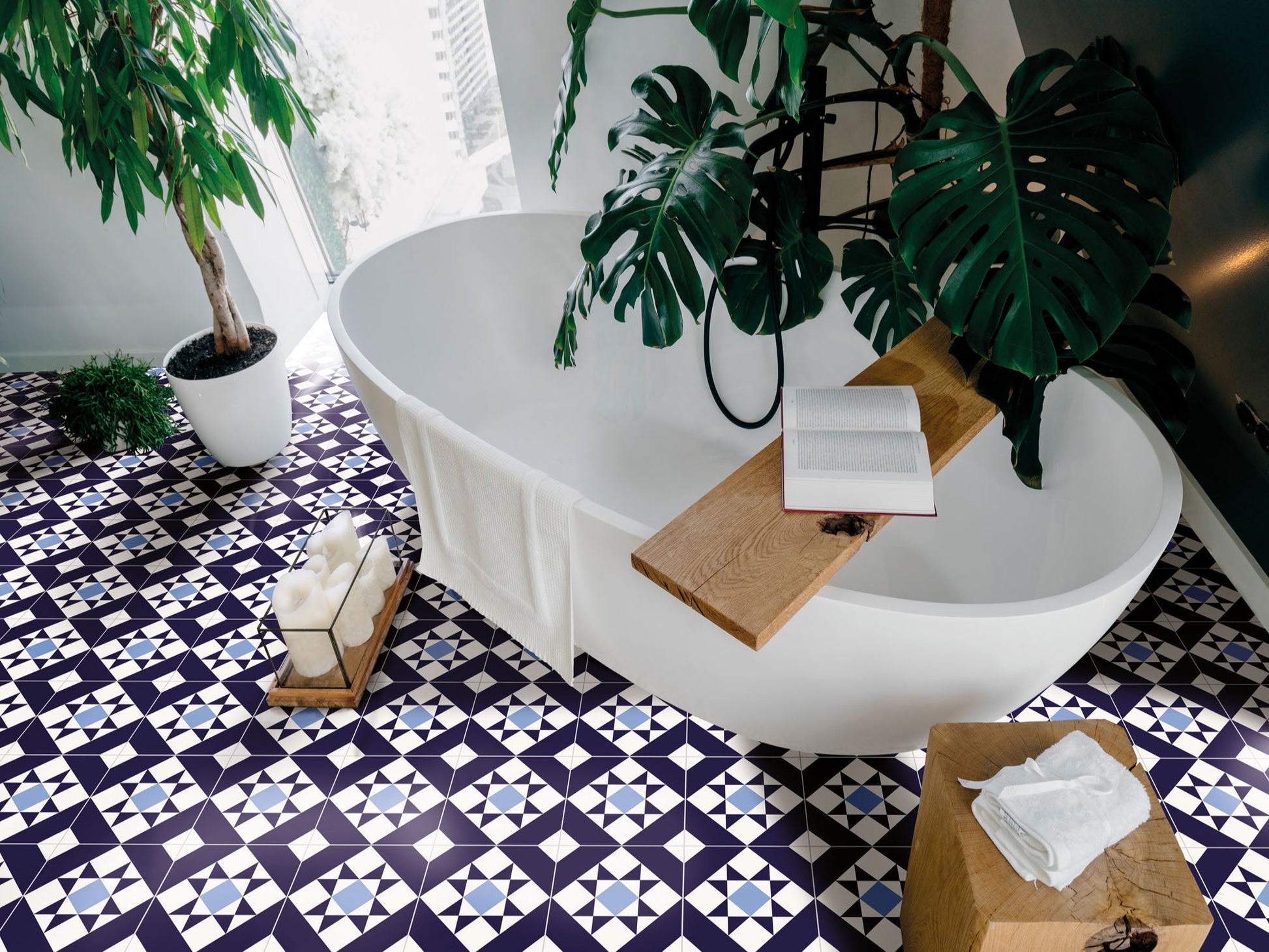Carrelage Effet Carreau de Ciment Kompas Medi 20x20 cm de Nanda Tiles