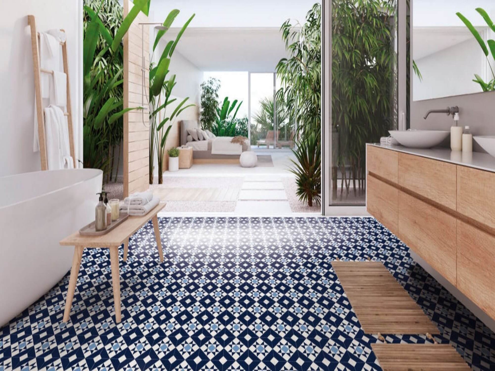 Carrelage Effet Carreau de Ciment Kompas Medi 20x20 cm de Nanda Tiles