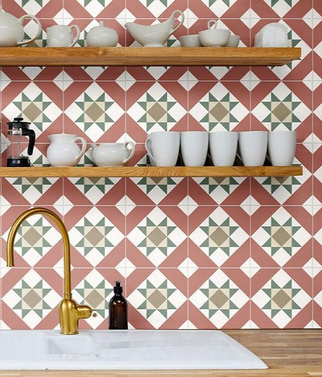 Carrelage Effet Carreau de Ciment Terracotta Kompas Vetro 20x20 cm de Nanda Tiles