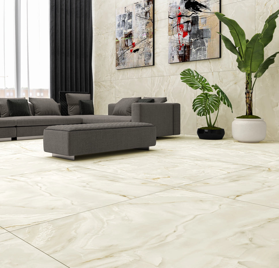 Carrelage Effet Marbre Brillant ou Mat Eternal Beige de Ecoceramic