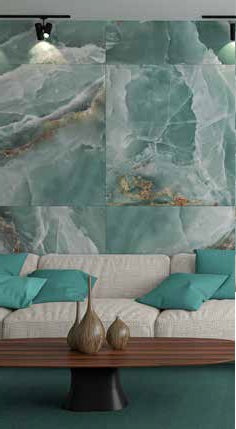 Carrelage Effet Marbre Iceland Mint poli Brillant rectifie 60x120 cm de Ecoceramic