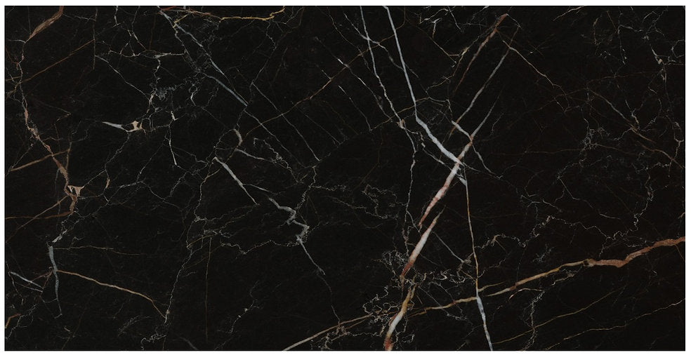 Carrelage Effet Marbre Rider Nero Poli Brillant 60x120 cm