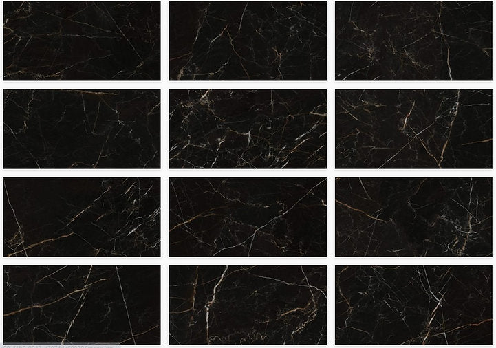 Carrelage Effet Marbre Rider Nero Poli Brillant 60x120 cm