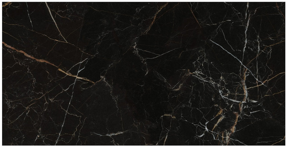 Carrelage Effet Marbre Rider Nero Poli Brillant 60x120 cm