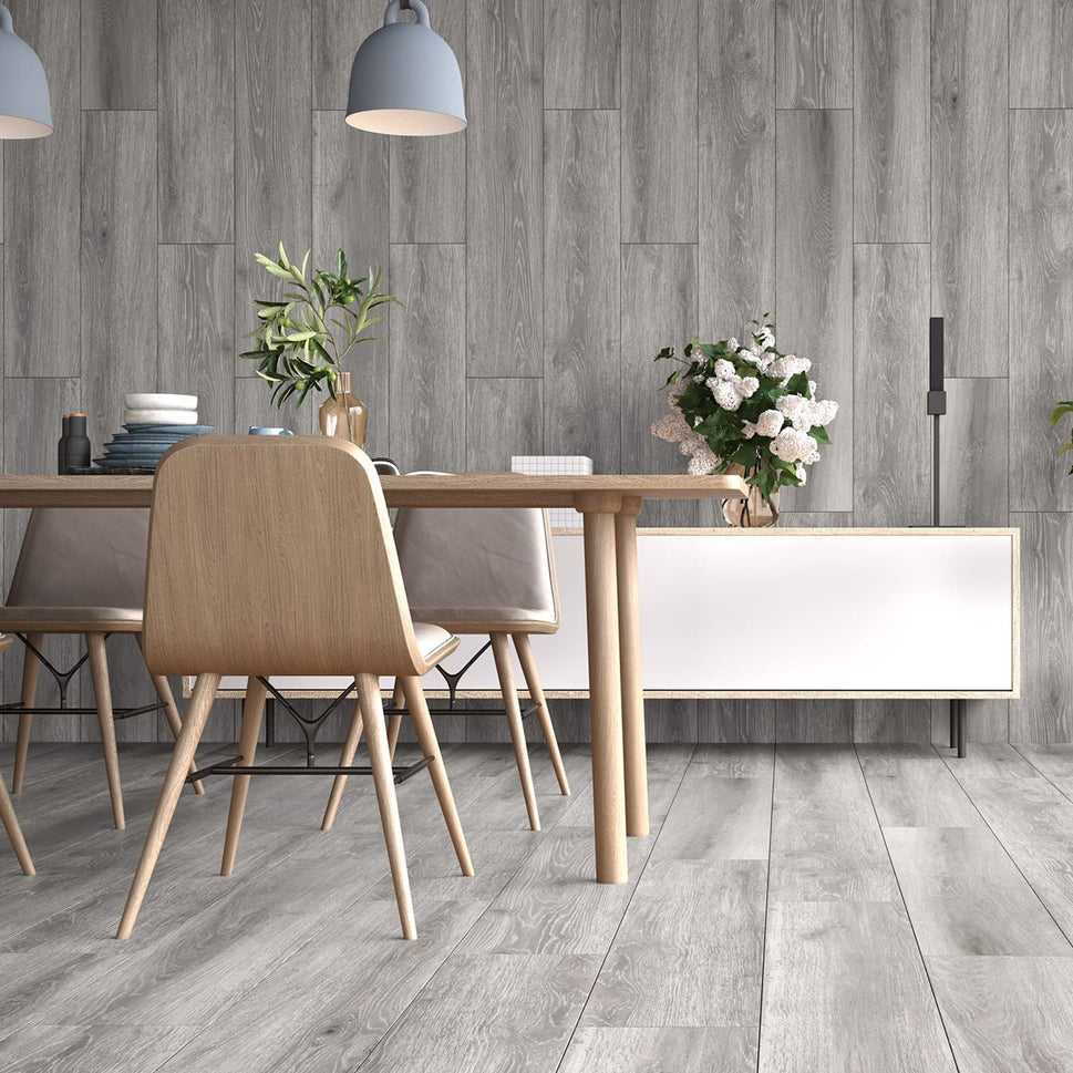Carrelage Effet Parquet Borneo Gris 23x120 cm de Ecoceramic
