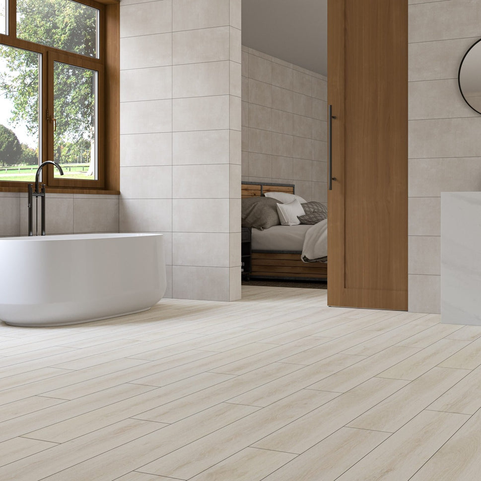 Carrelage Effet Parquet Borneo Ivory 23x120 cm de Ecoceramic