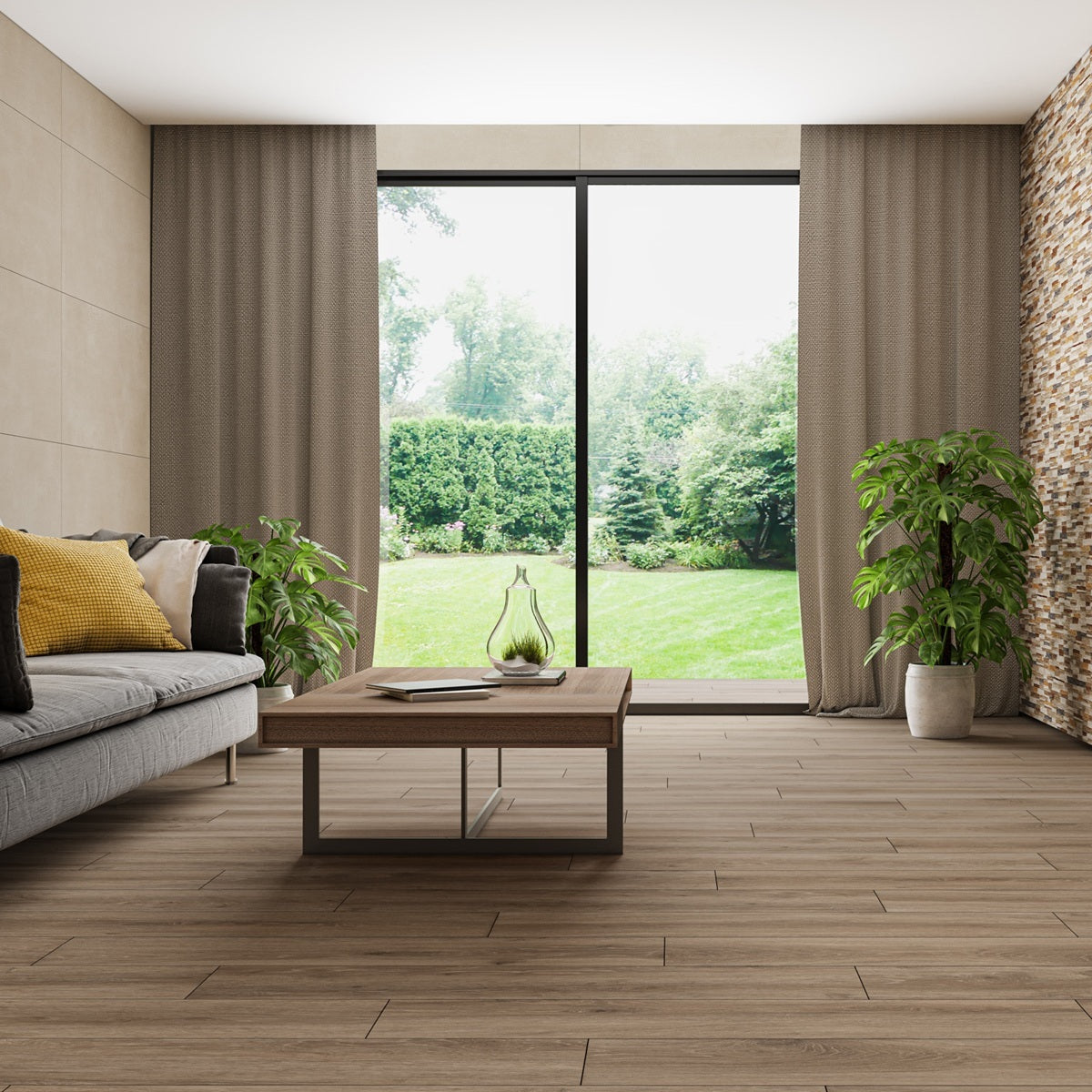 Carrelage Effet Parquet Borneo Taupe 23x120 cm de Ecoceramic